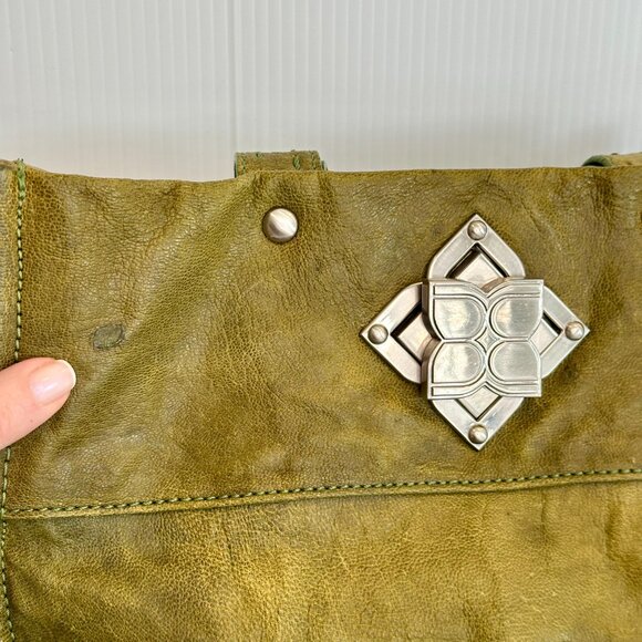 Vintage BCBG Maxazria Pocket Satchel with Logo Turn Lock Green Y2K Cool Slouchy - Picture 13 of 14